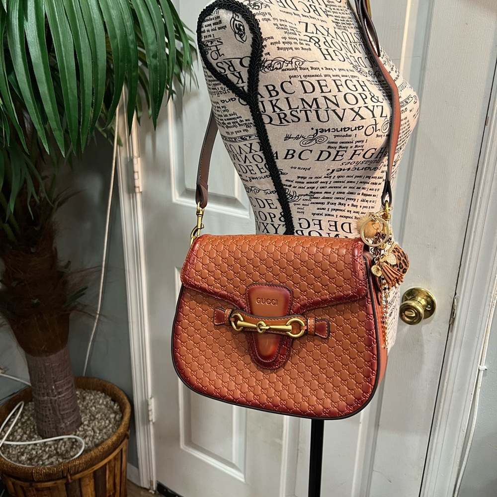 Orange Brown Horsebit Crossbody Bag